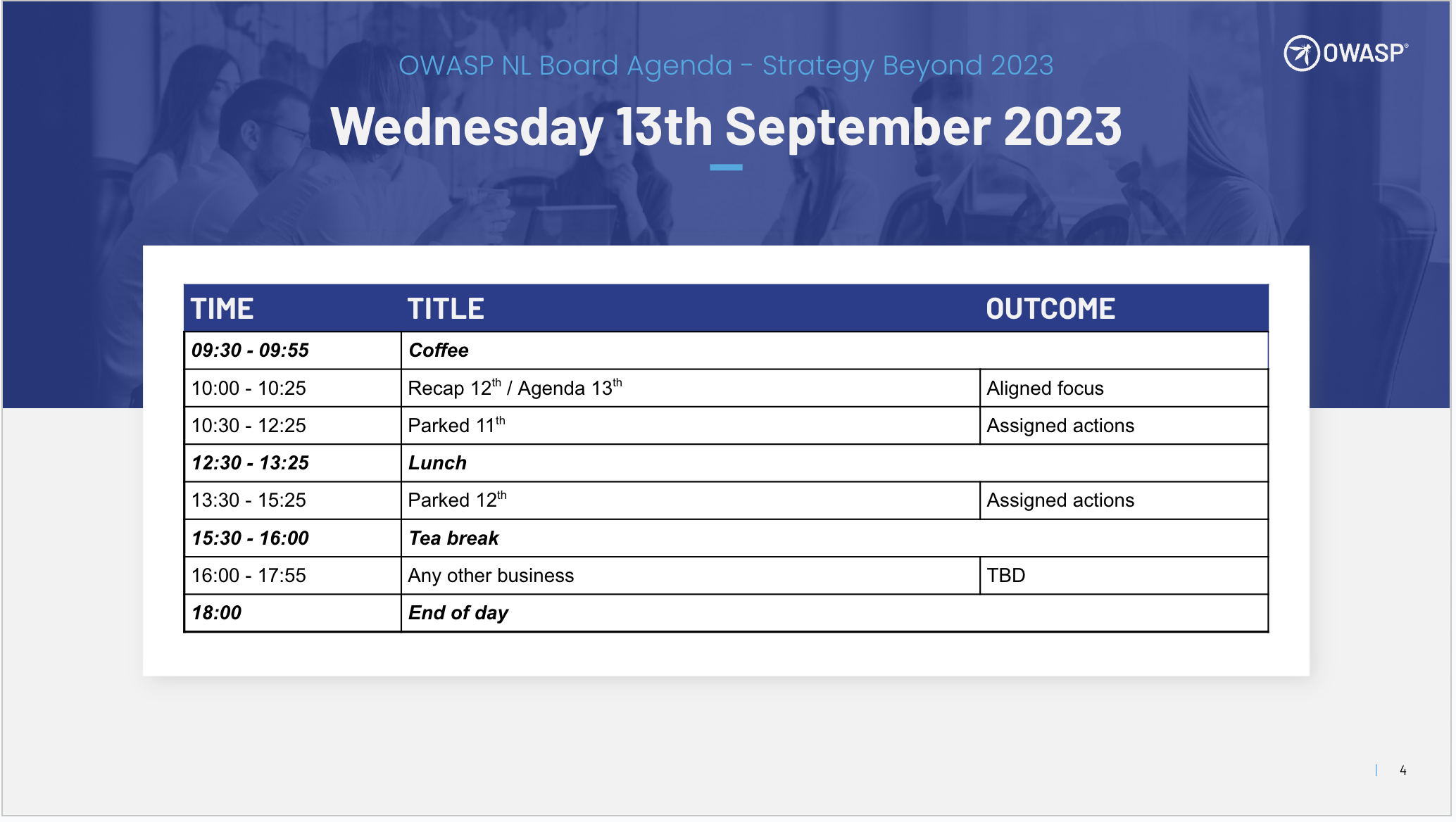 Agenda: Wednesday September 12th