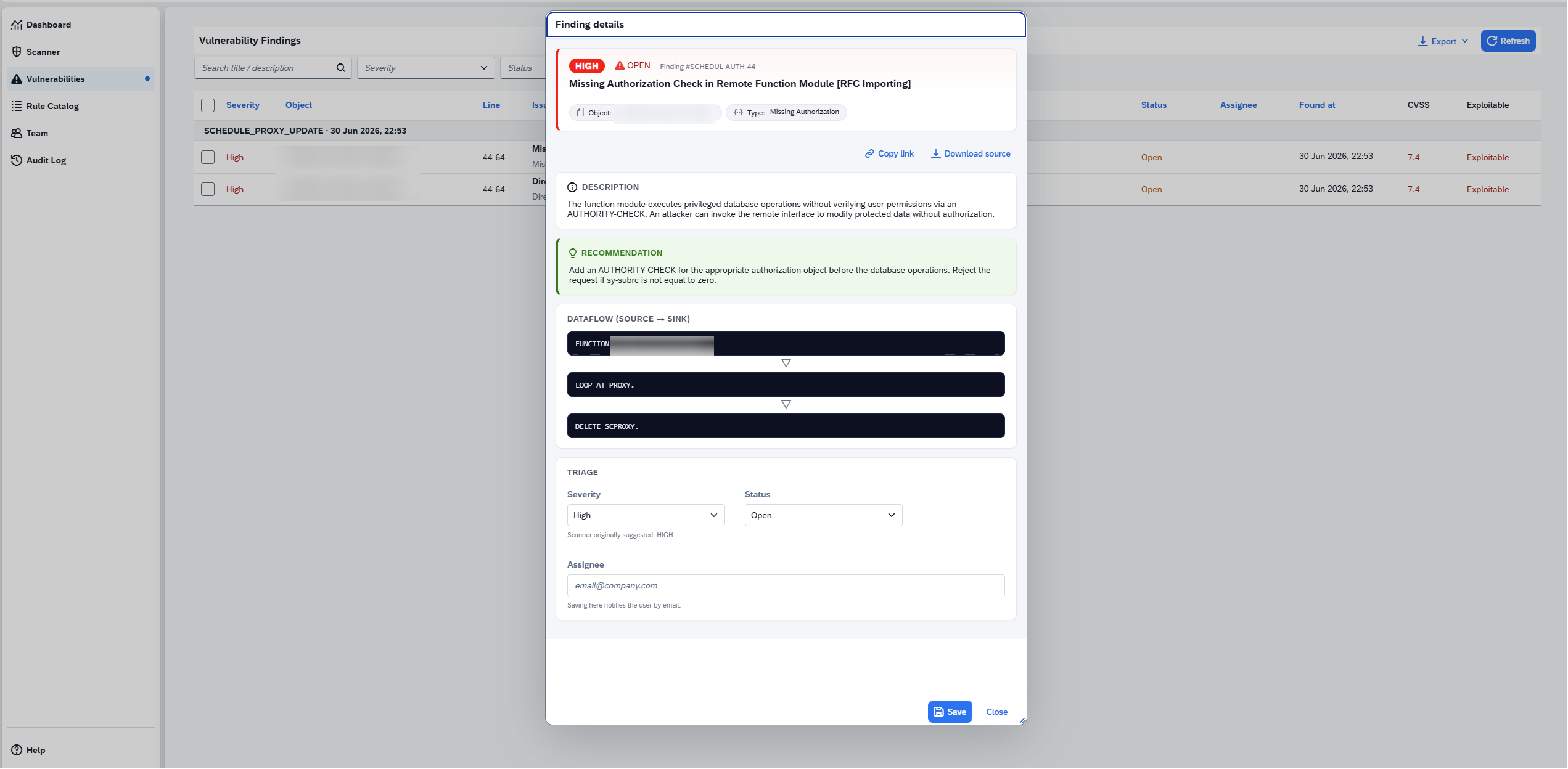 Finding detail with CVSS and exploitability fact-check