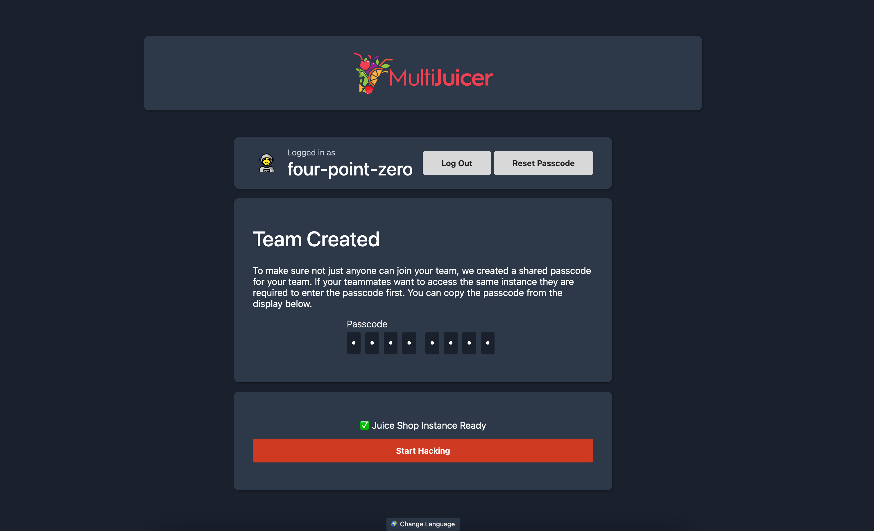 MultiJuicer team registration