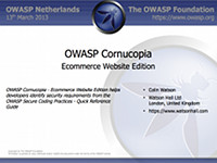 Title slide of the OWASP Cornucopia presentation