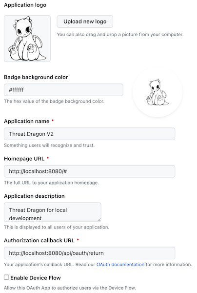 New GitHub OAuth Application