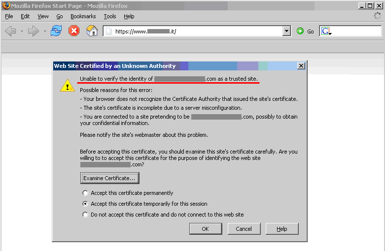 FF SSL Certificate Validity Warning